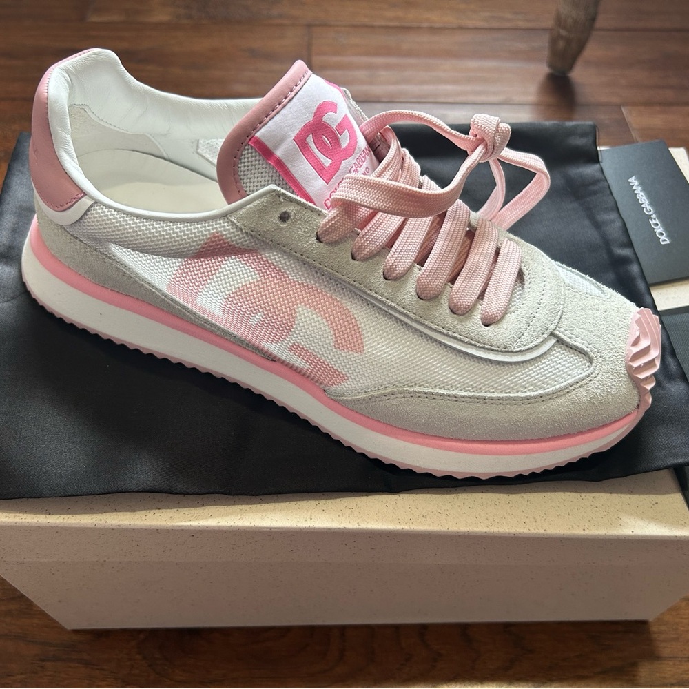 Dolce & Gabbana Pink and White Women's Sneakers